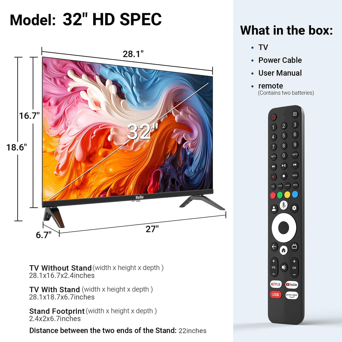 32 Inch 720P HD Smart LED TV A4428