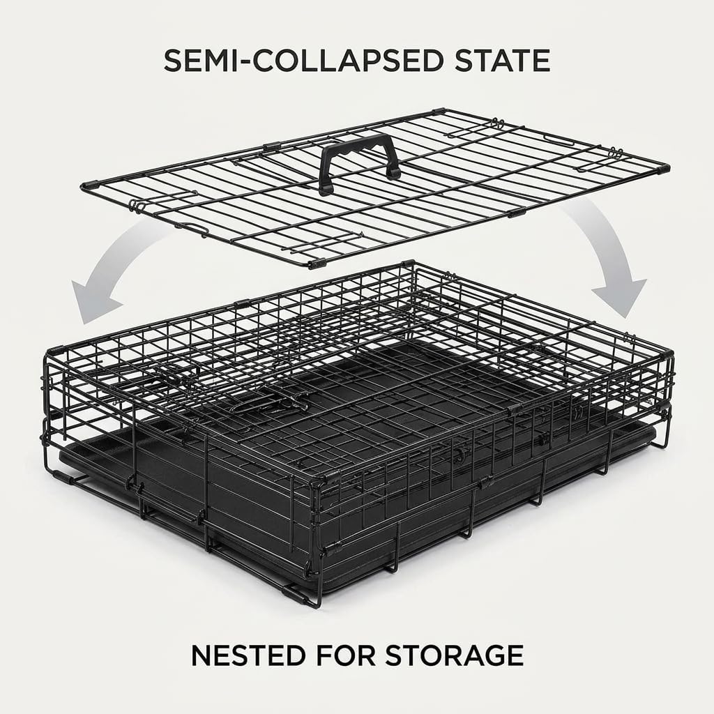 48 Inch Heavy Duty Folding Metal Wire Dog Crate with Double Doors B645747