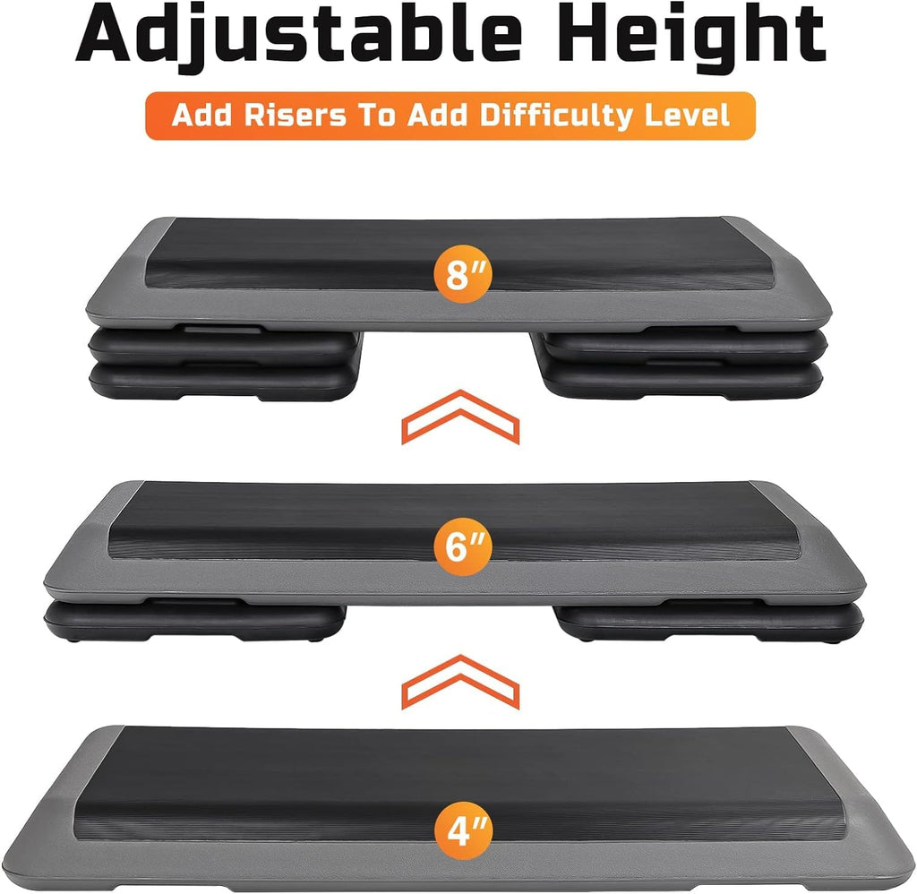 43" Adjustable Exercise Aerobic Step Platform with 4 Removable Risers M625