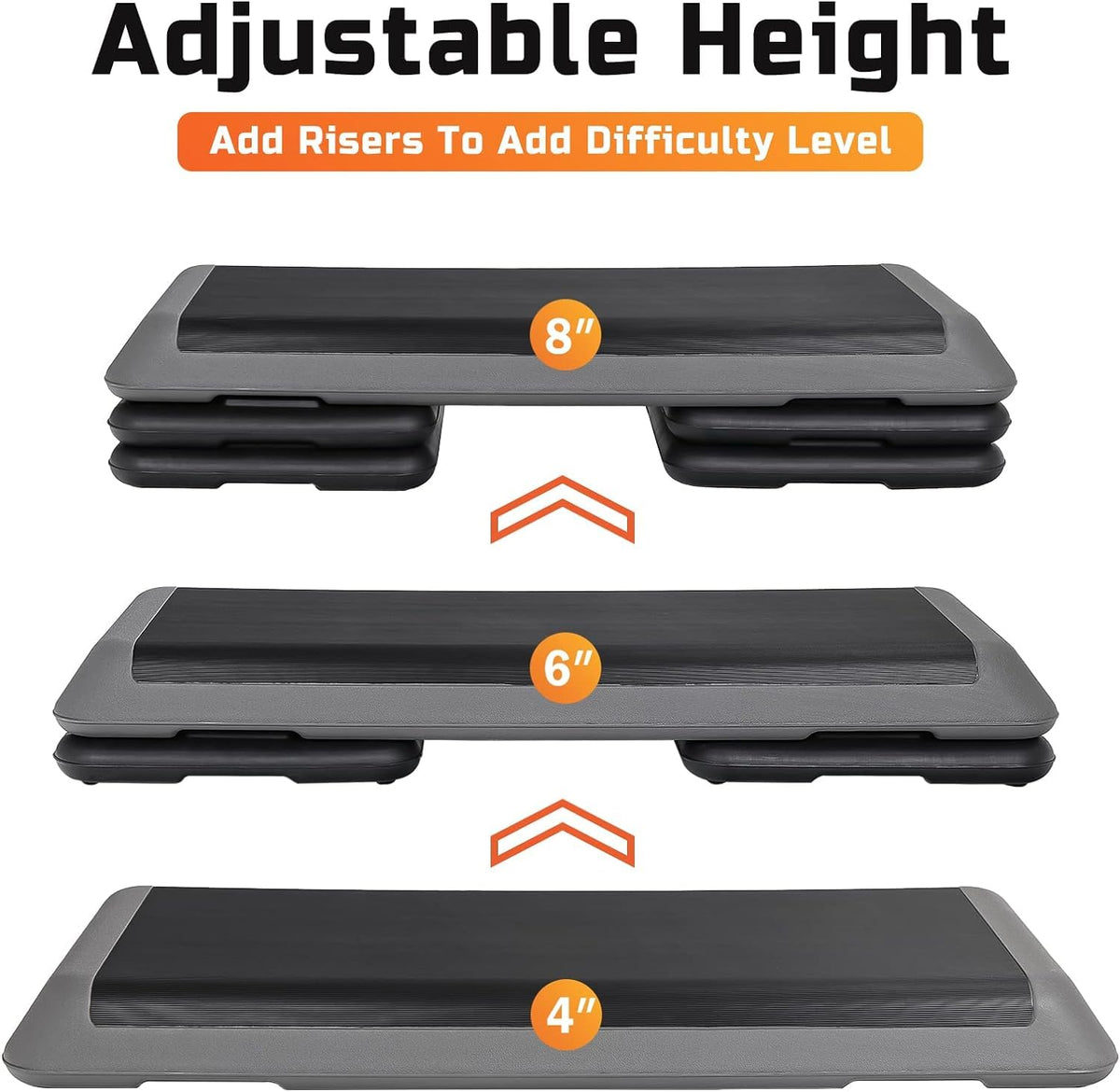 43" Adjustable Exercise Aerobic Step Platform with 4 Removable Risers M625