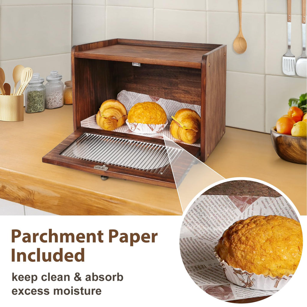 Wooden Bread Box with Acrylic Window U34372