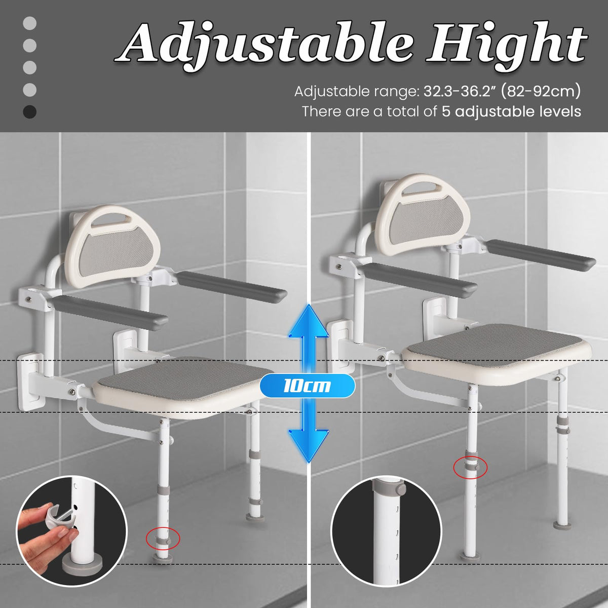 18” Folding Wall Mounted Shower Seat S7647