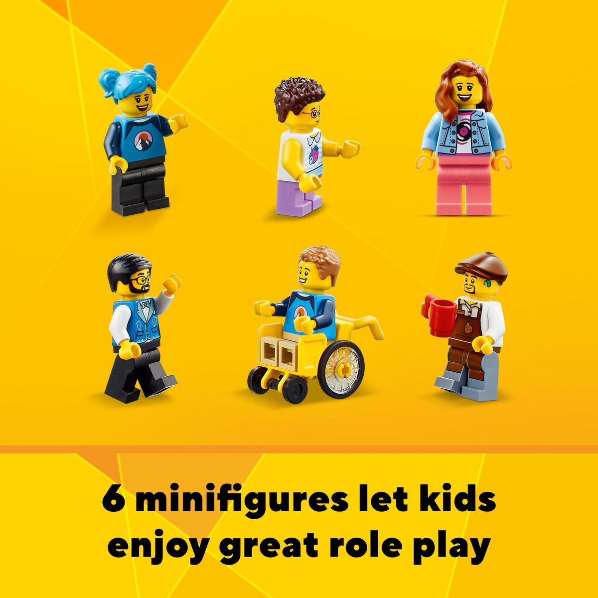 Building Toy Set, 3 in 1 City Art Deco Building, Market Street Hotel, Café Music Store and 6 Minifigures Q9702