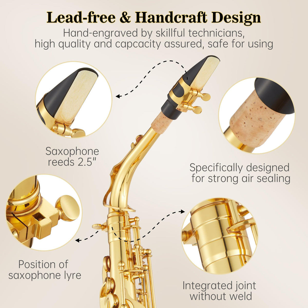 Alto Saxophone Copper Body Electroplated Gold Finish F69351
