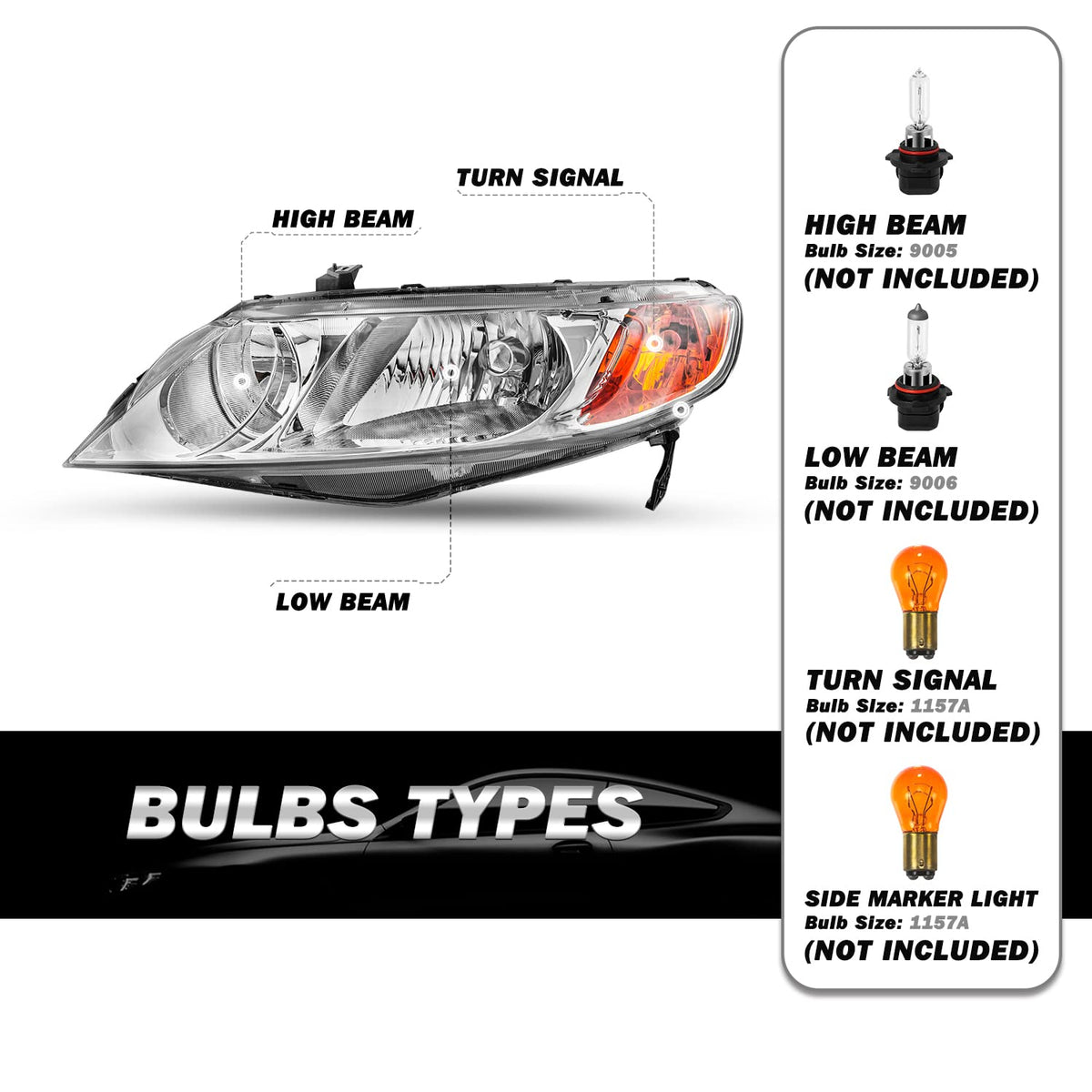 Honda Civic Sedan 4 Door Headlight Assembly U588627