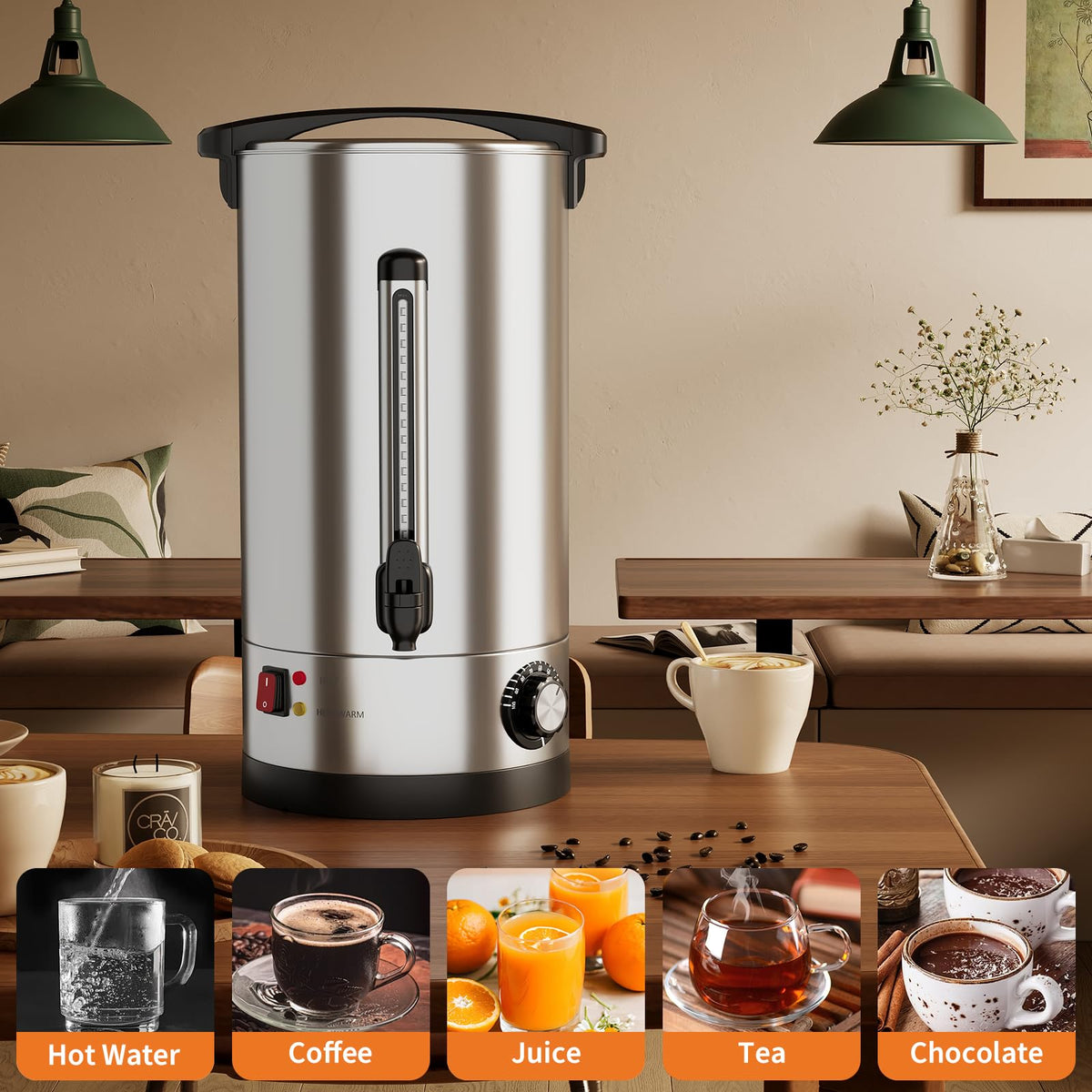 10L Stainless Steel Commercial Coffee Urn H210414