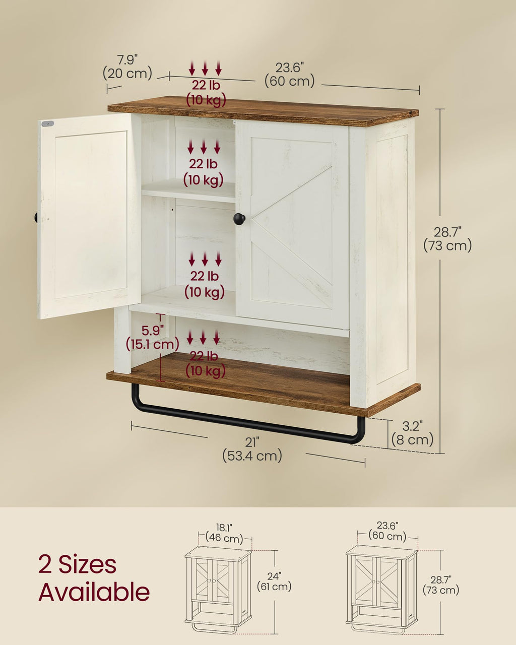 Wall-Mounted Bathroom Cabinet with Towel Bar Y2521