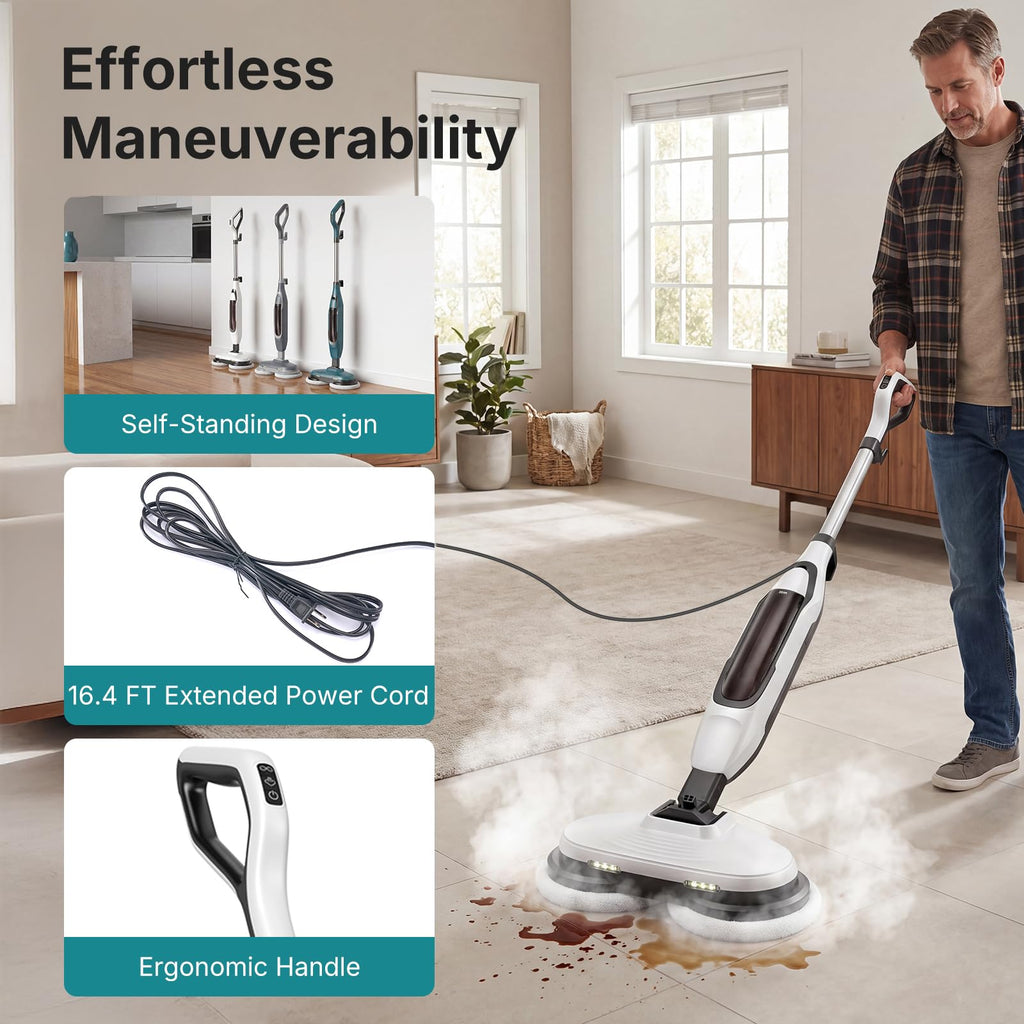 Steam Mop with Rotating Pads and 4 Cleaning Modes O662420
