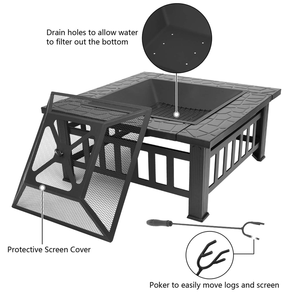 32 Inch Square Fire Pit N4738