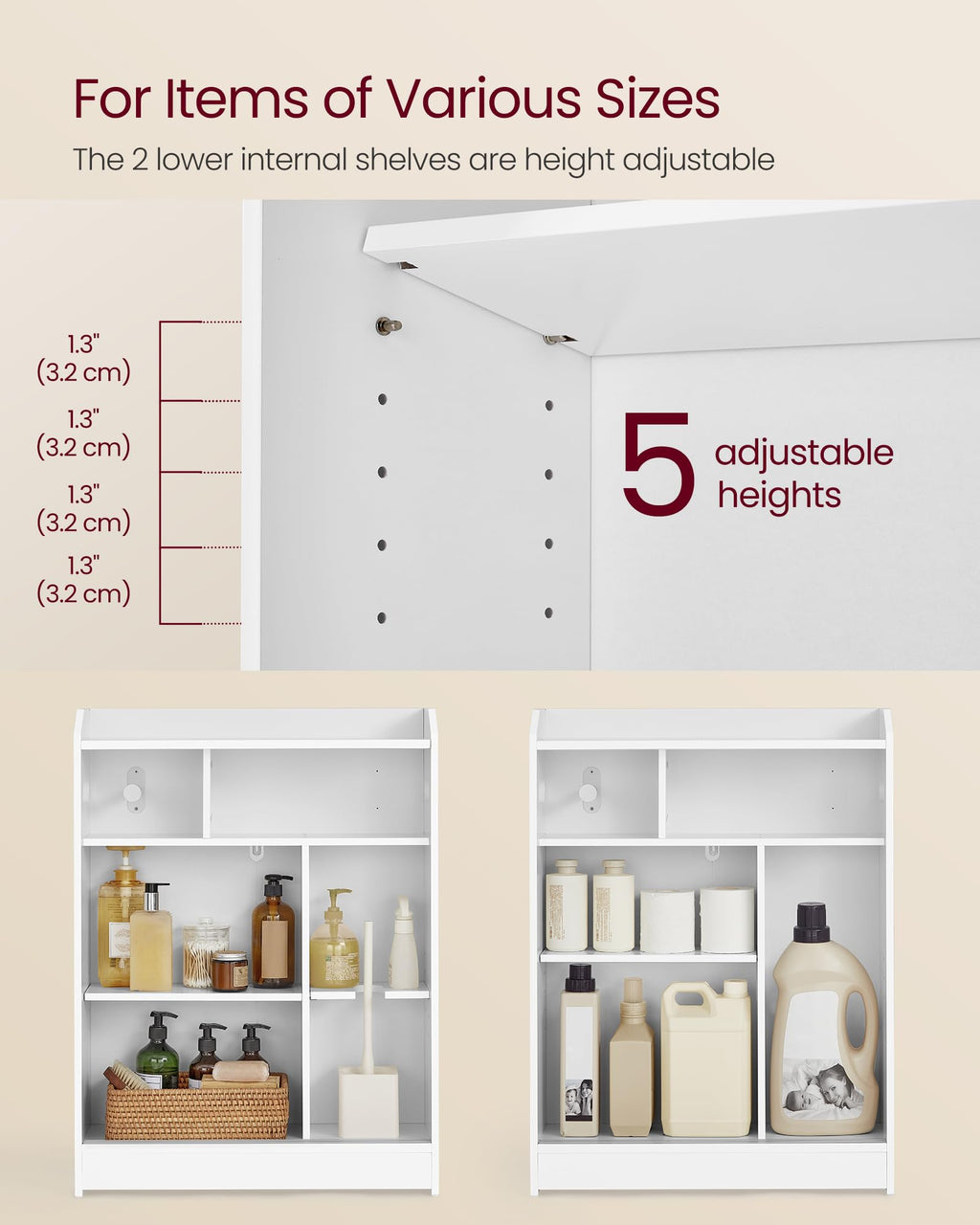 Slim Bathroom Storage Cabinet with Sliding Doors K879