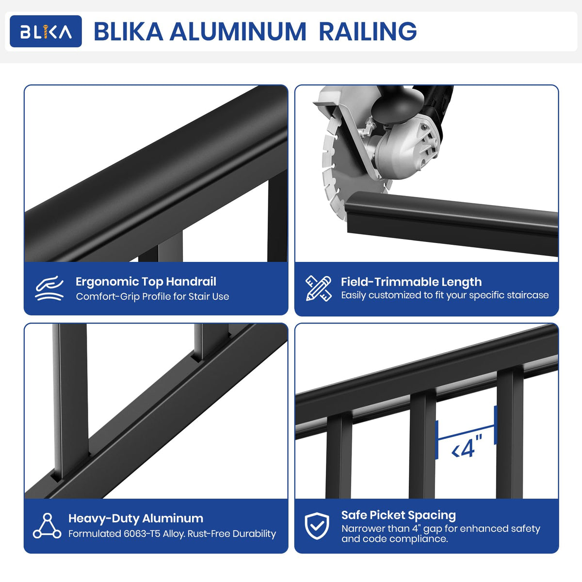 36 in. x 8 ft. Matte Black Aluminum Stair Railing Kit Y889912