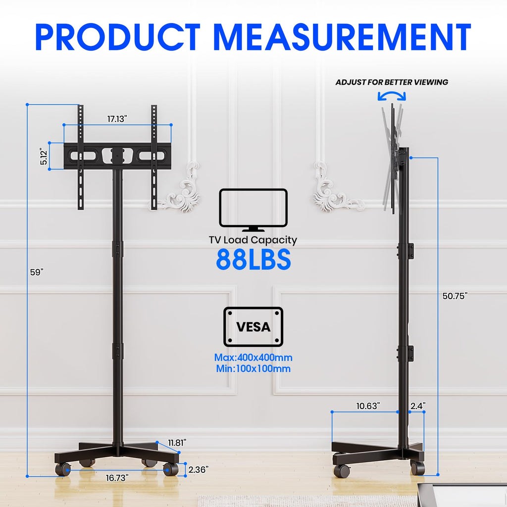 Black Rolling TV Stand for 23-60 Inch TVs D49273