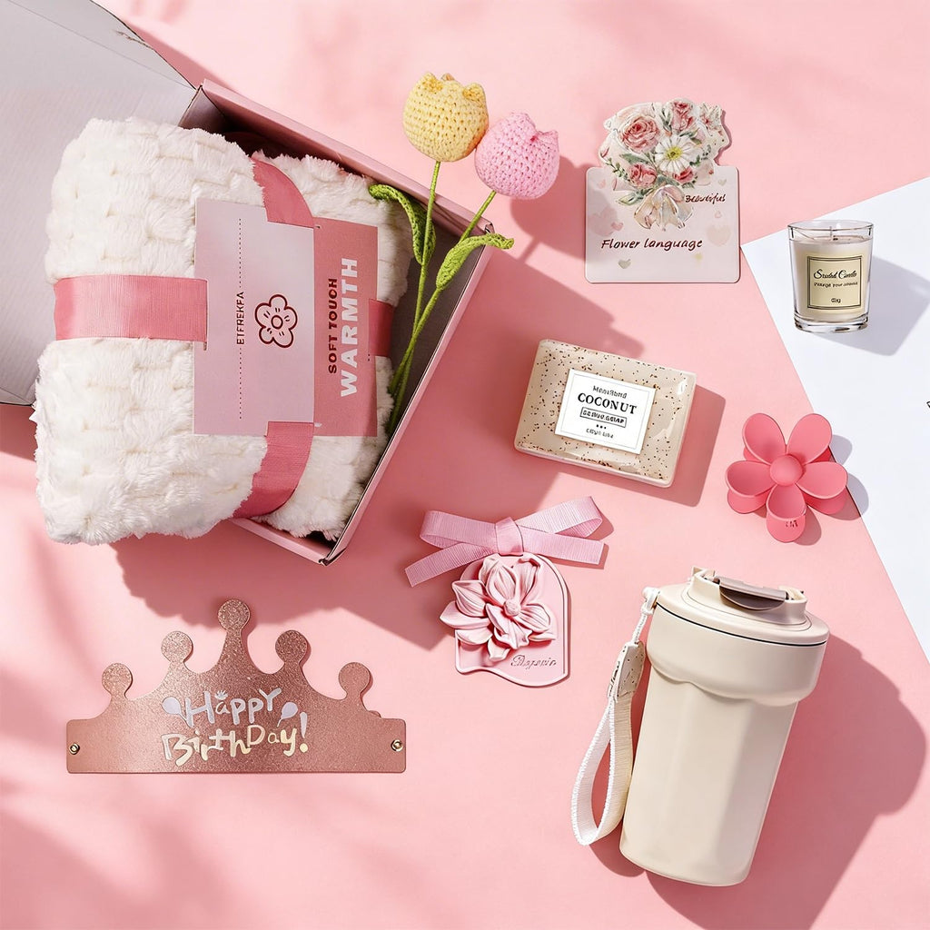 10 Pc Birthday Gift Basket Set with Blanket M589193