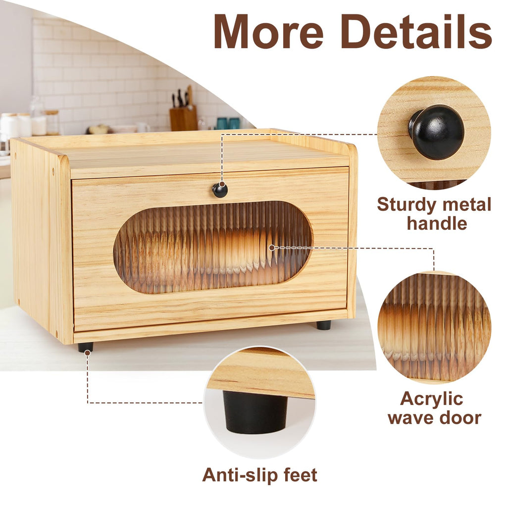 Wooden Bread Box with Acrylic Window U34372