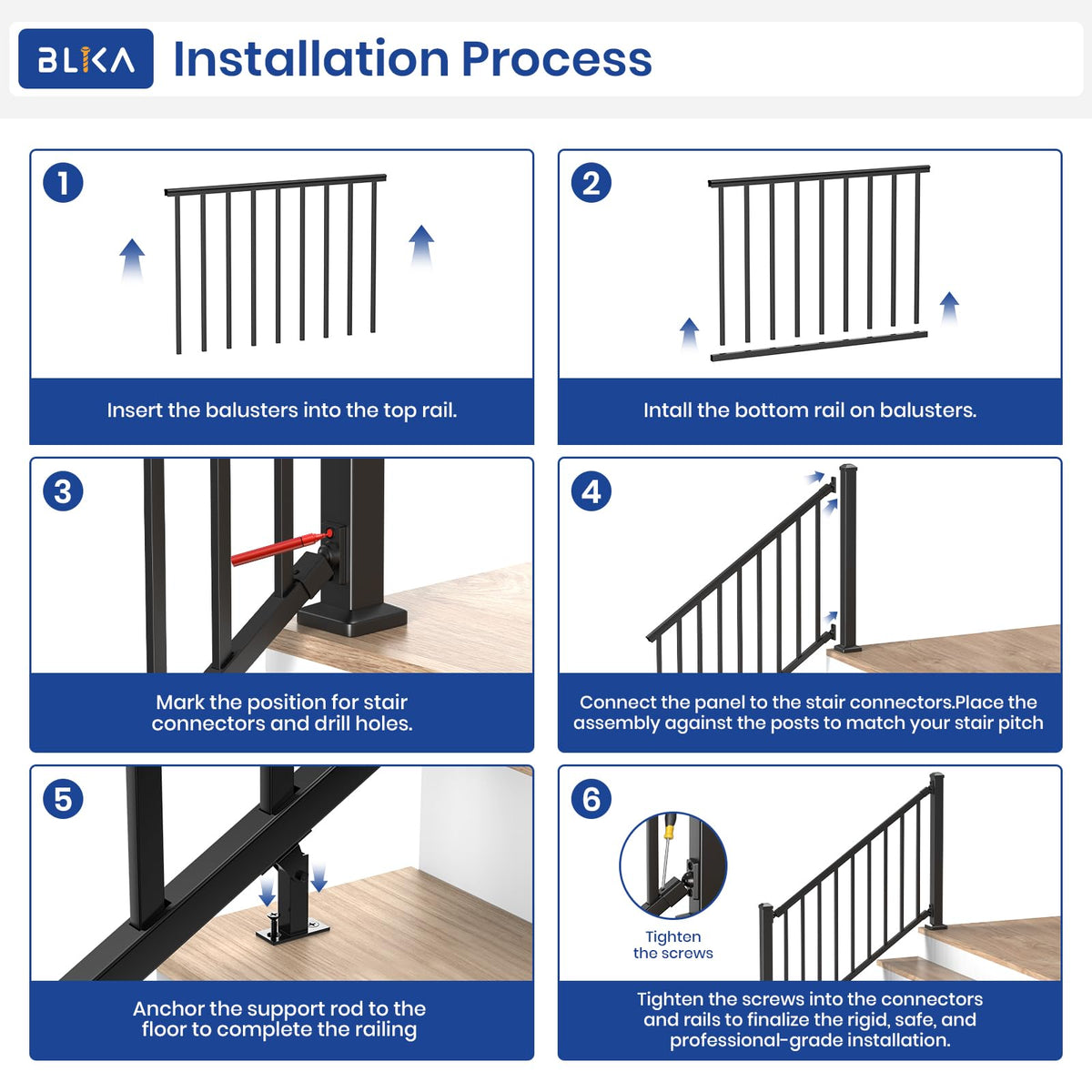 36 in. x 8 ft. Matte Black Aluminum Stair Railing Kit Y889912