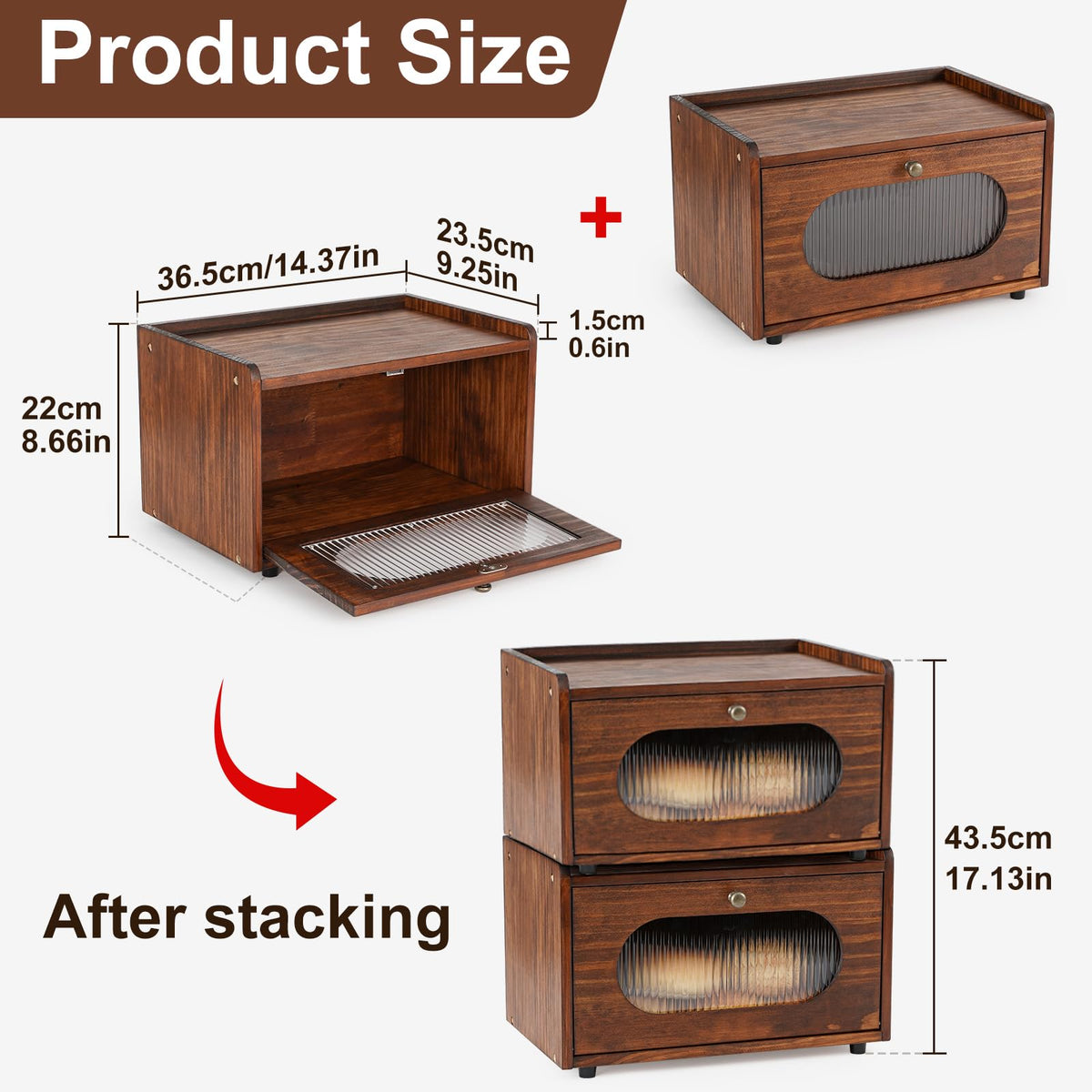 Wooden Bread Box with Acrylic Window U34372