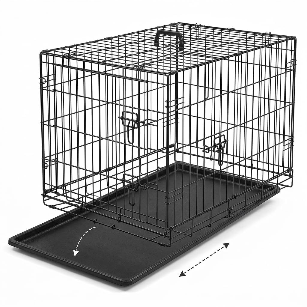 48 Inch Heavy Duty Folding Metal Wire Dog Crate with Double Doors B645747