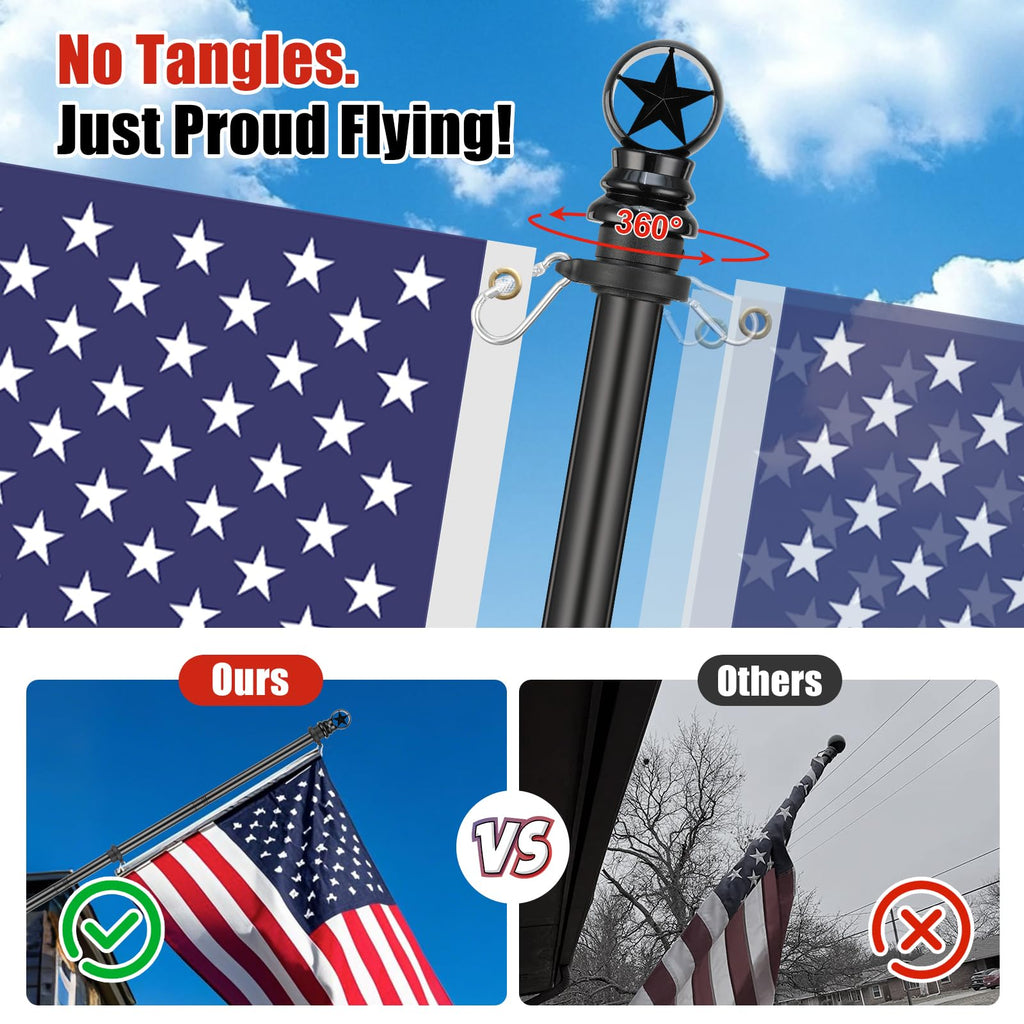 5ft Stainless Steel Flagpole with 3x5 Embroidered US Flag T9845