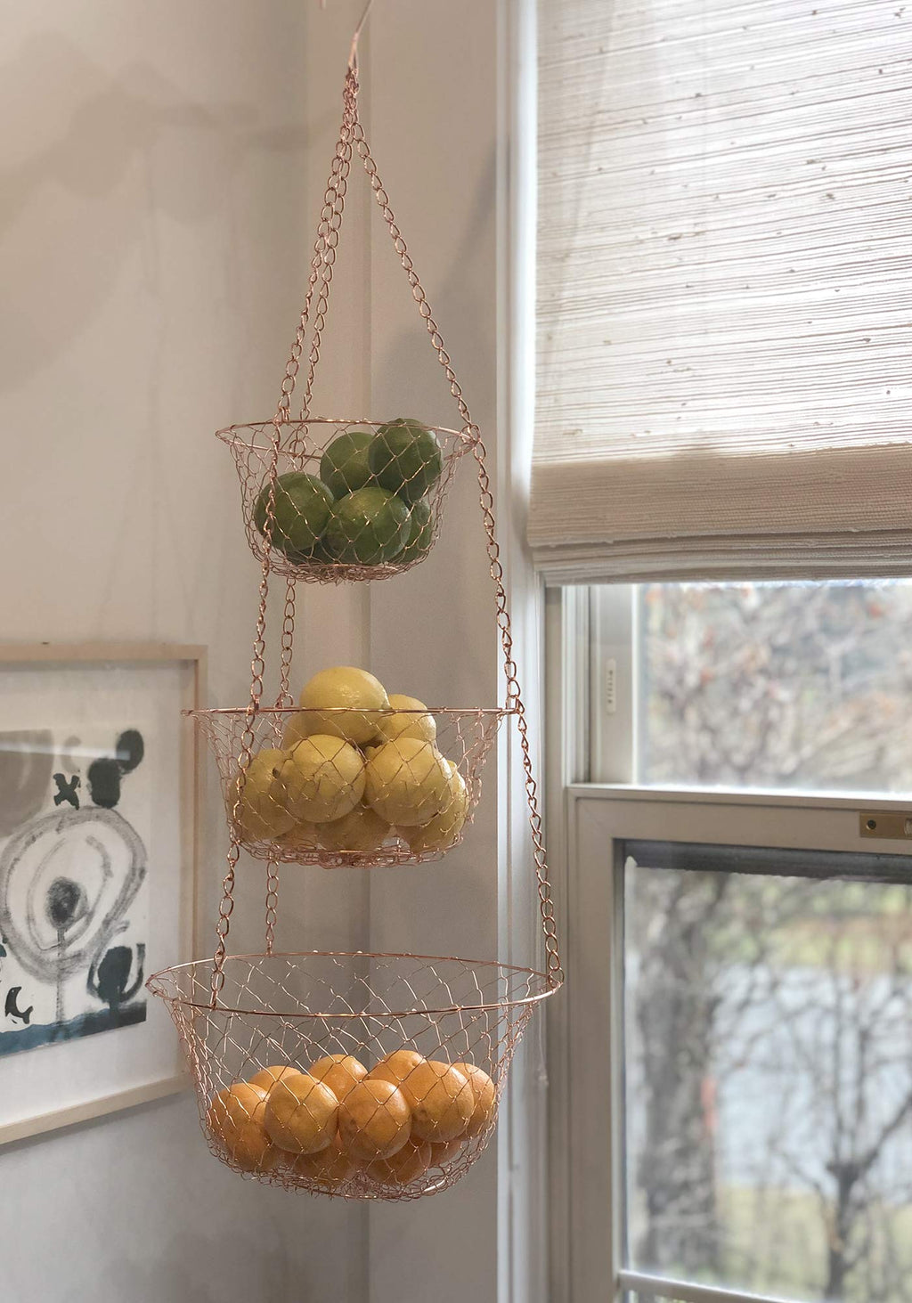 3-Tier Copper Hanging Fruit Baskets J9668