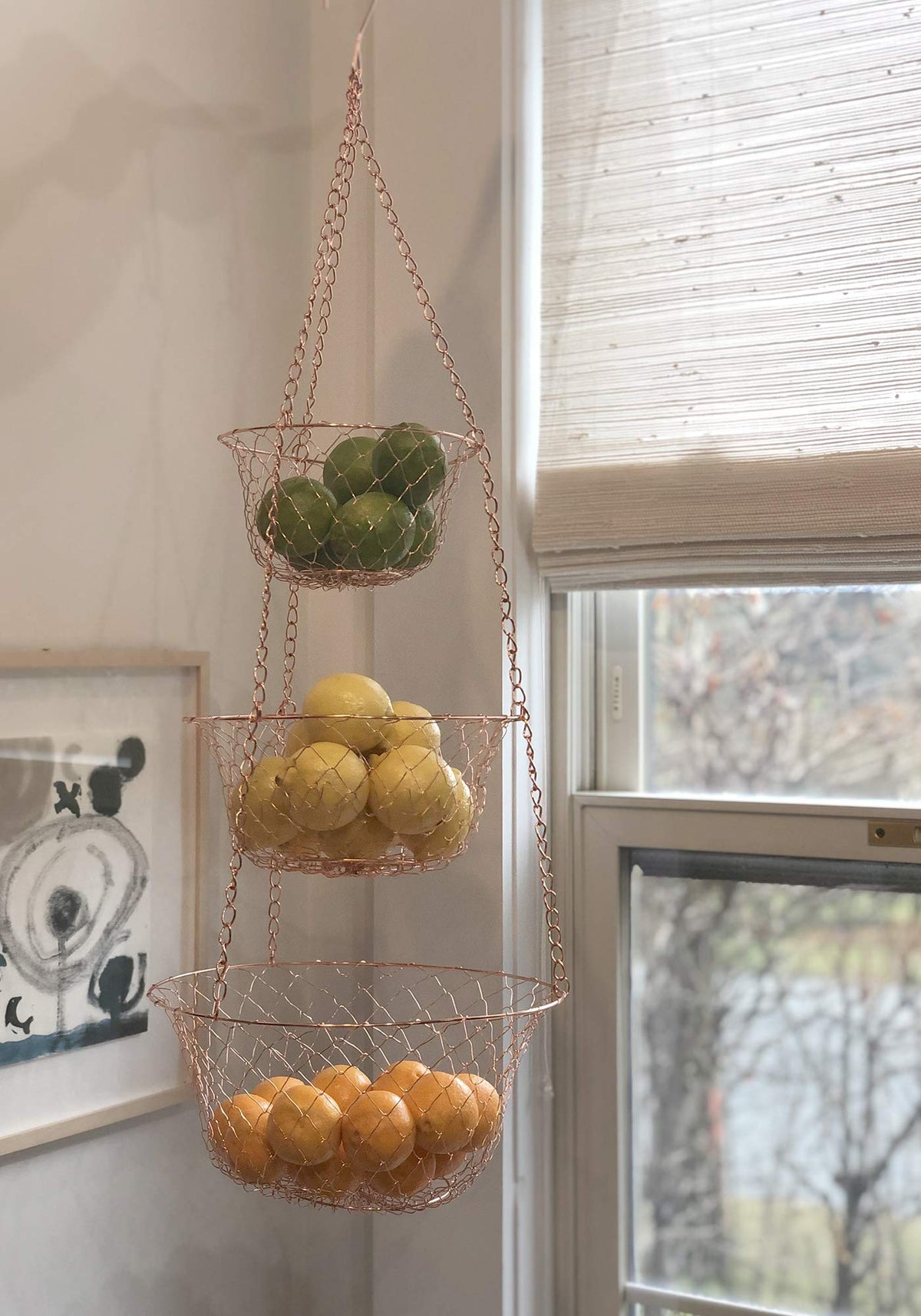 3-Tier Copper Hanging Fruit Baskets J9668