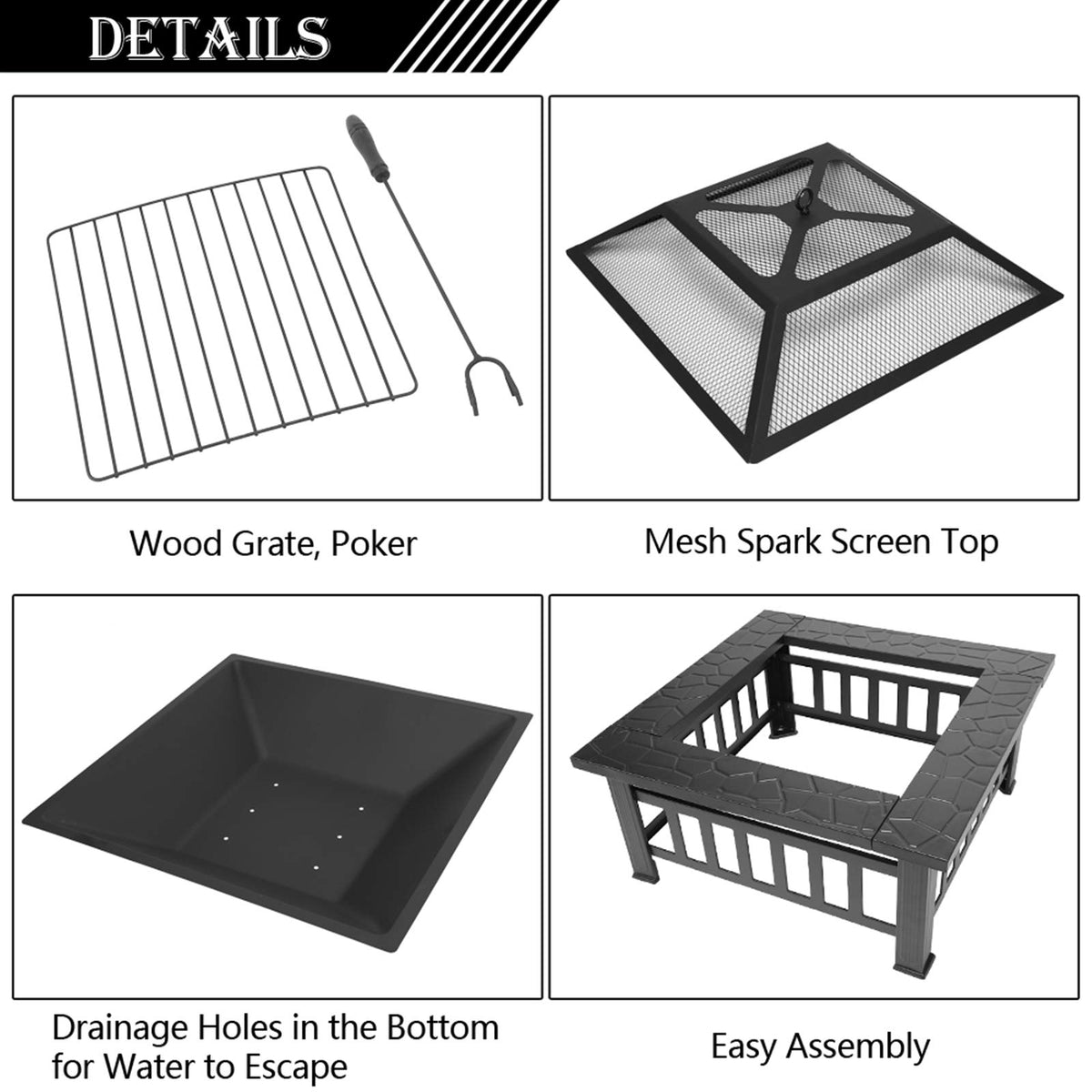 32 Inch Square Fire Pit N4738