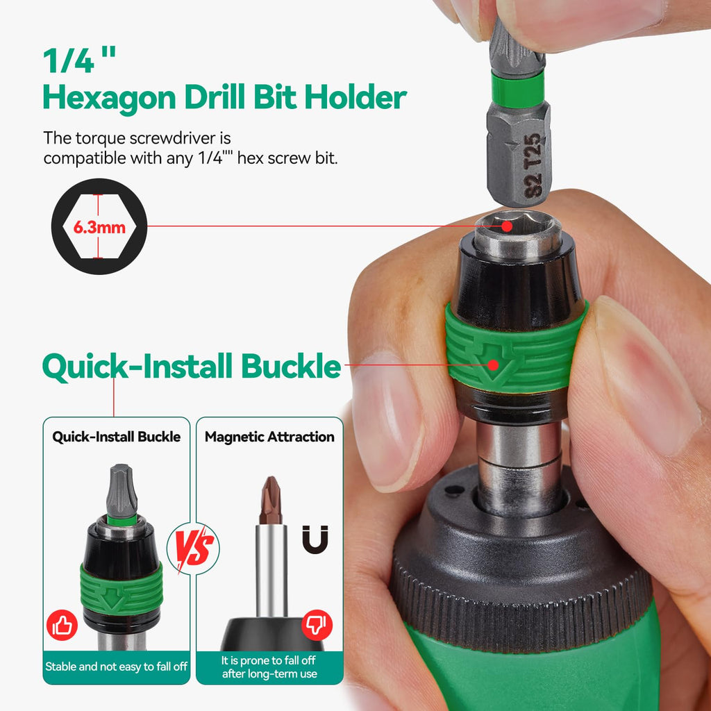 Adjustable Torque Screwdriver Set, 13-Piece 1/4" Hex Quick Release T9962