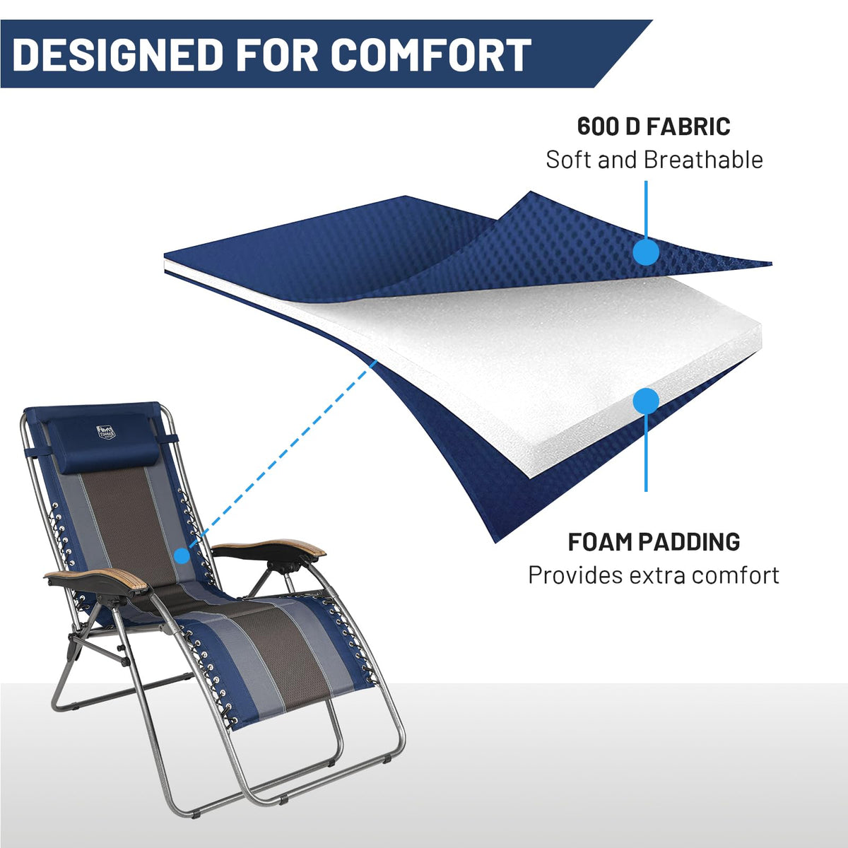 Oversized Zero Gravity Padded Reclining Lounge Chair with Cup Holder 350 lbs J703