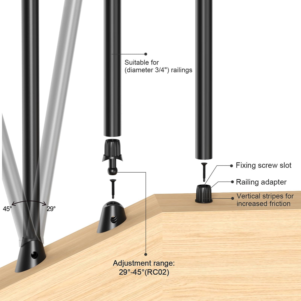 100 Pack 26" Round Black Aluminum Deck Balusters F159003