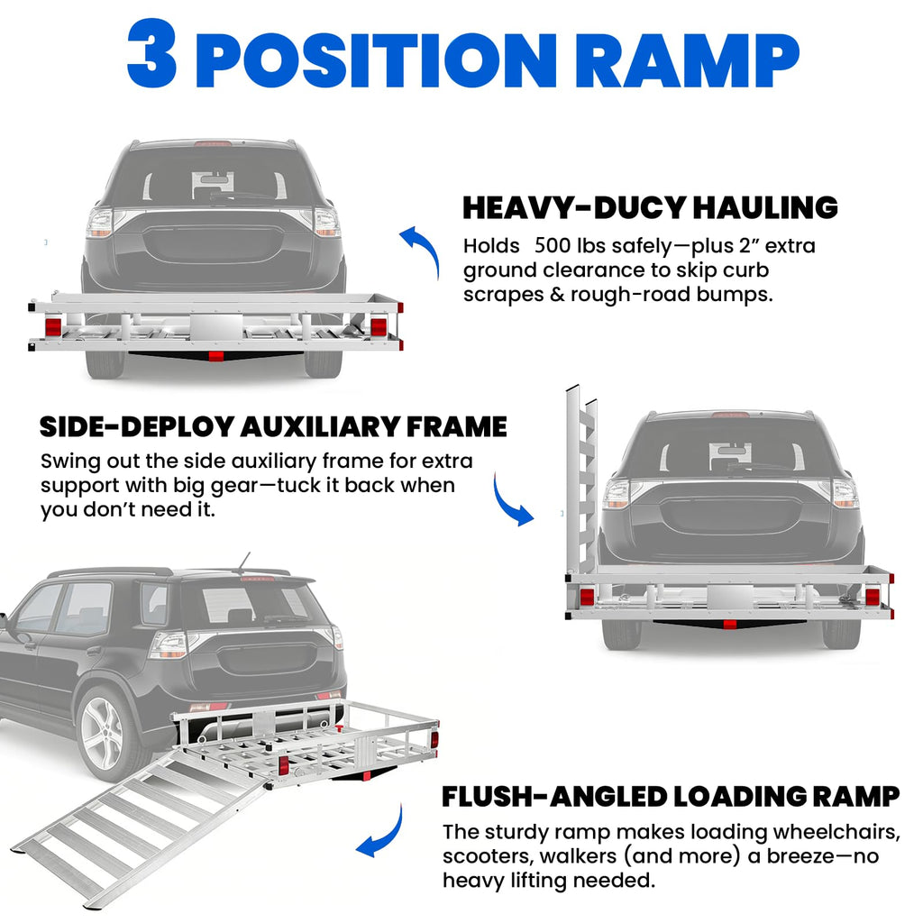 Hitch Cargo Carrier with Ramp, 500 lbs Capacity Q30330