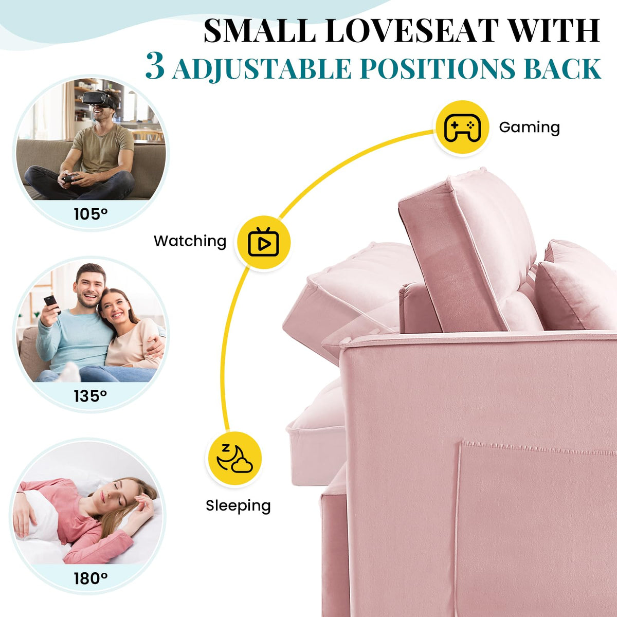 Pink Velvet Convertible Sleeper Sofa Bed X395