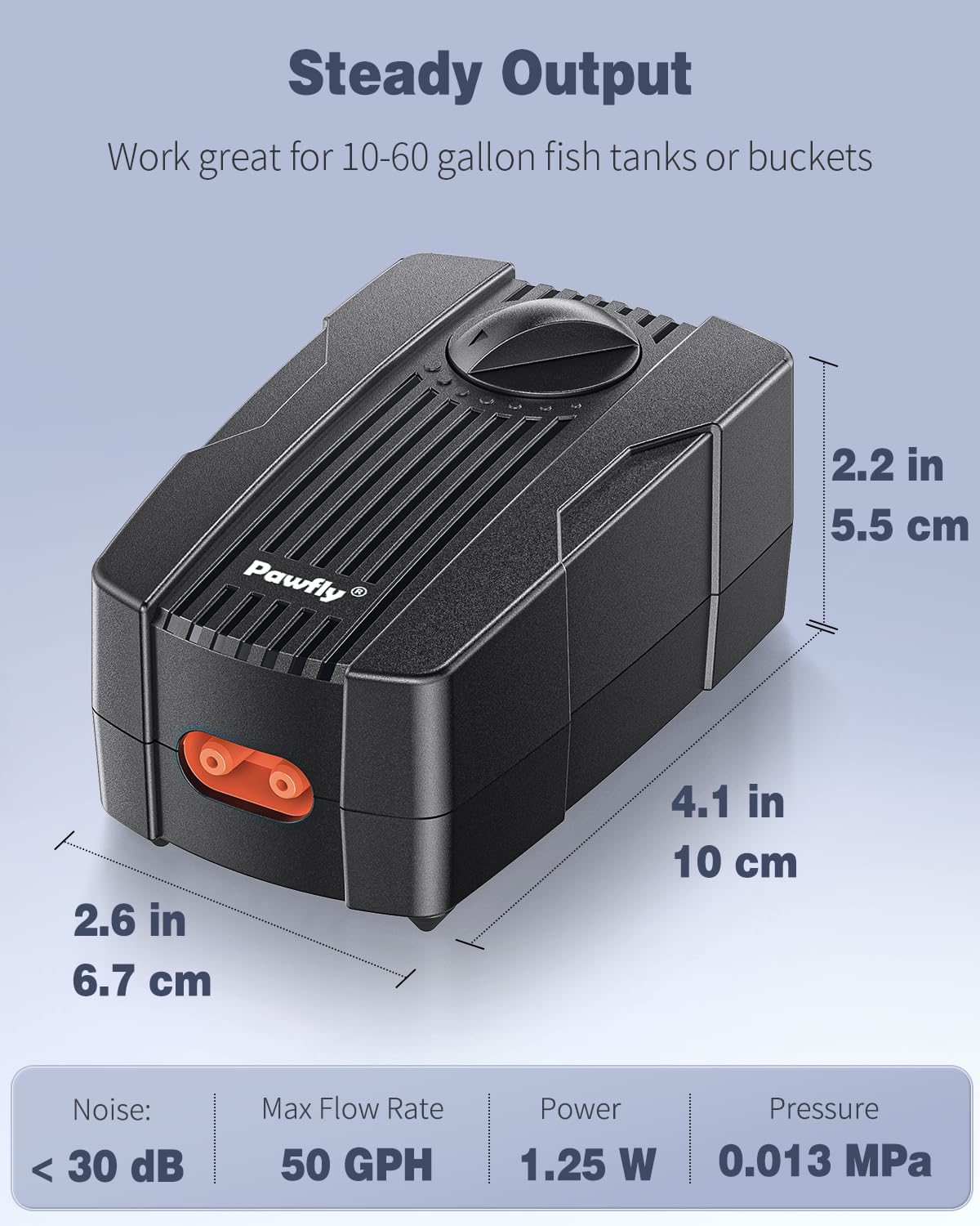 50 GPH Aquarium Air Pump with Airline Tubing F44739