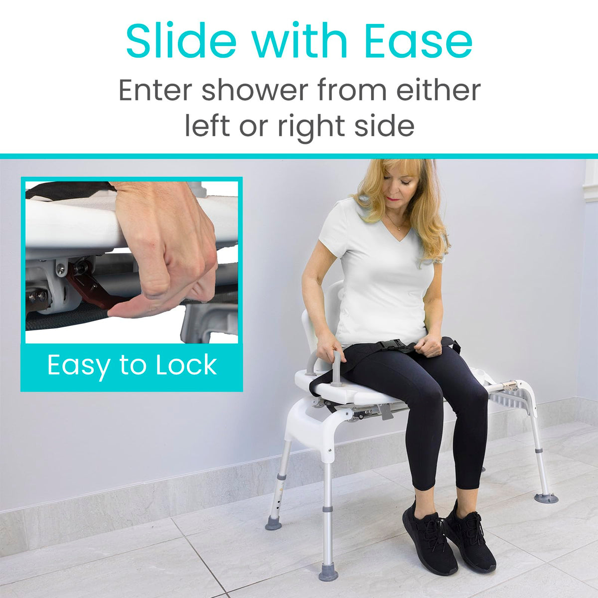 Sliding Shower Chair with Soap Tray and Safety Belt X982198