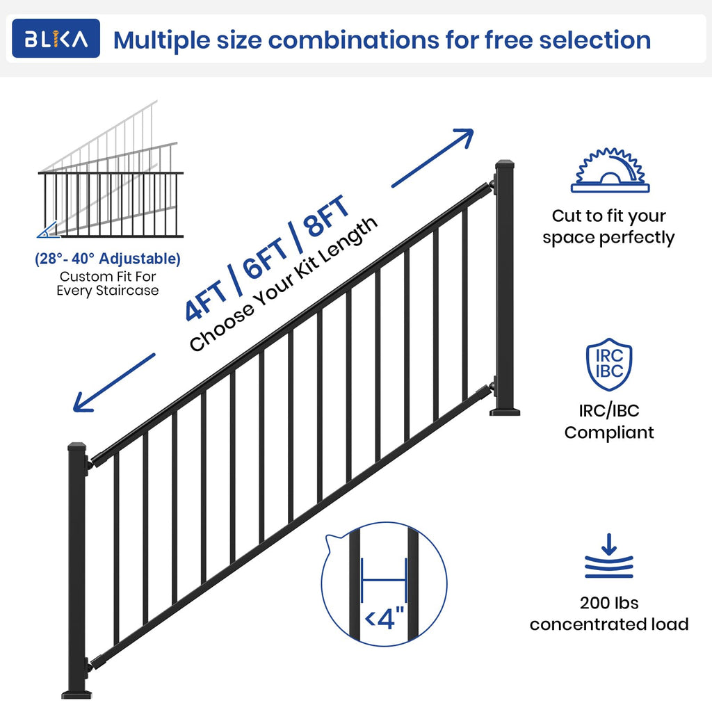 36 in. x 8 ft. Matte Black Aluminum Stair Railing Kit Y889912