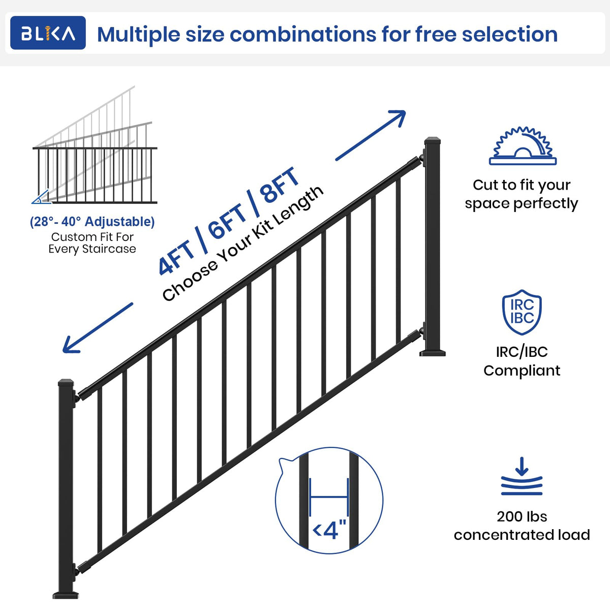 36 in. x 8 ft. Matte Black Aluminum Stair Railing Kit Y889912