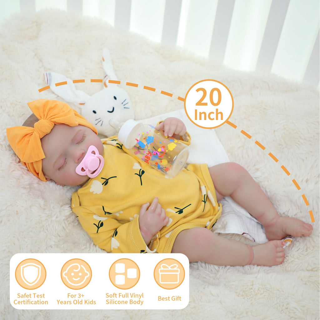 20 Inch Realistic Sleeping Newborn Baby Doll Full Vinyl Body C39869