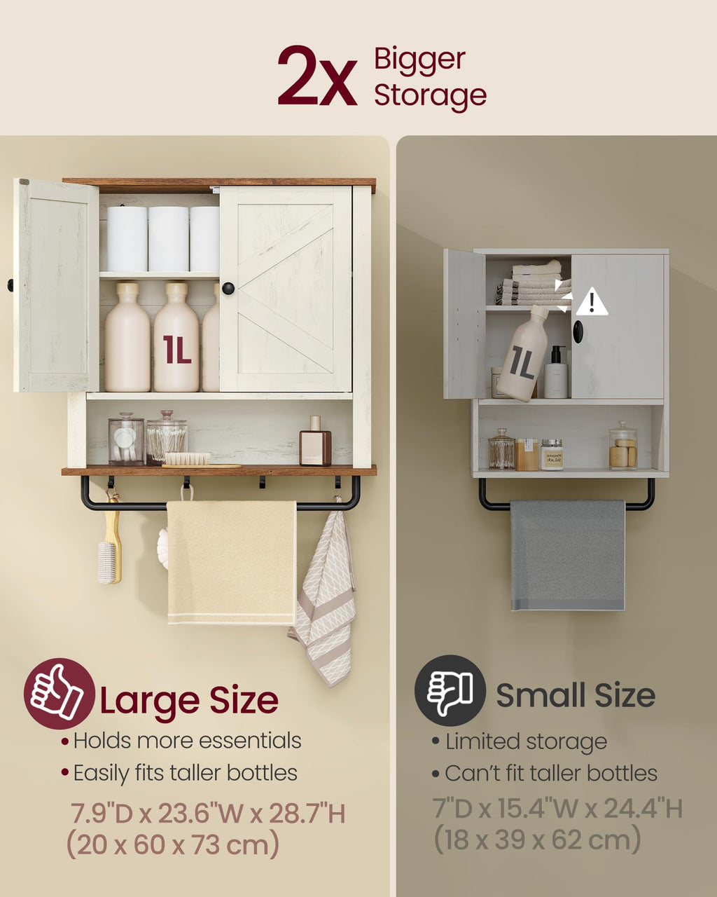 Wall-Mounted Bathroom Cabinet with Towel Bar Y2521
