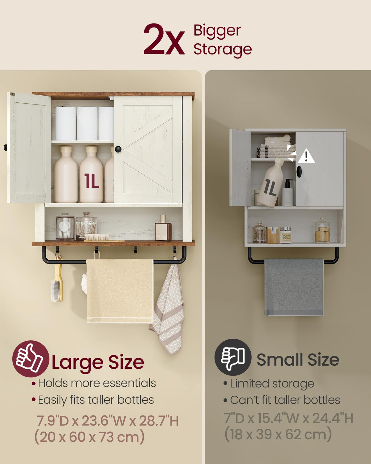 Wall-Mounted Bathroom Cabinet with Towel Bar Y2521
