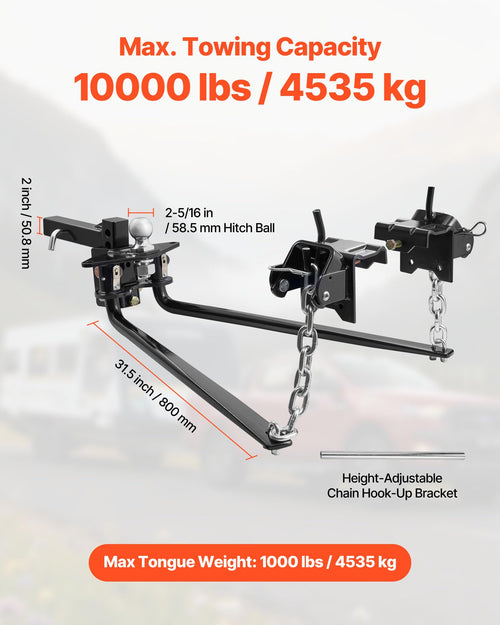10000 lbs Weight Distribution Hitch with 2 in Shank and 2-5/16 in Ball M8992