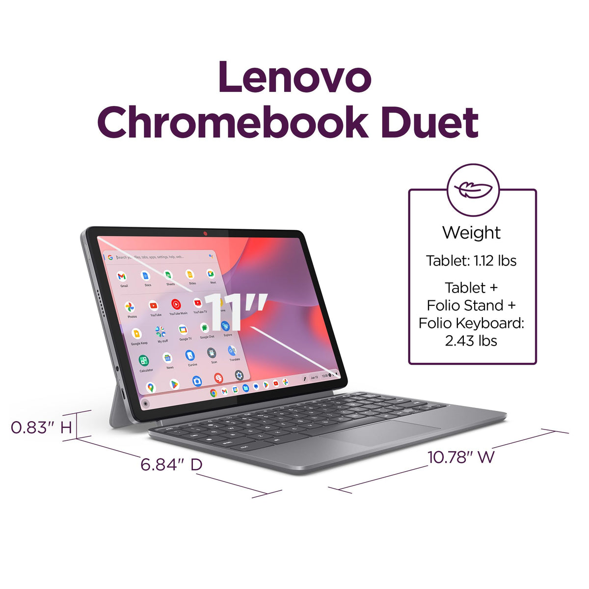 Convertible Laptop ChromeOS 10.95" WUXGA IPS Touch Display 4GB Memory 64GB Storage Luna Grey L2532