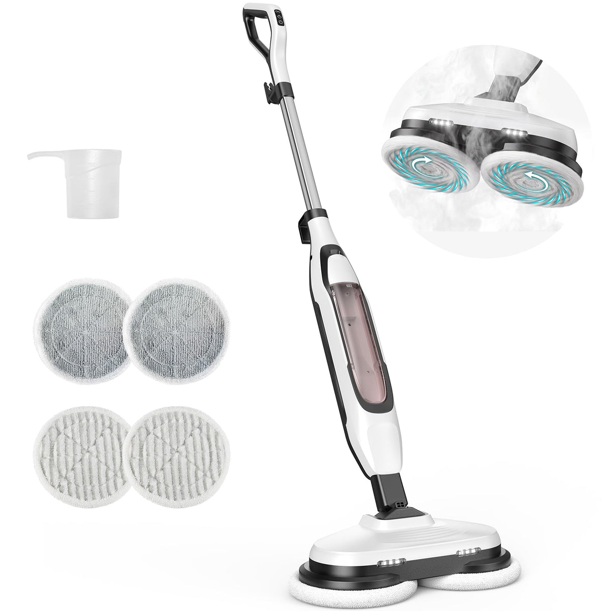 Steam Mop with Rotating Pads and 4 Cleaning Modes O662420