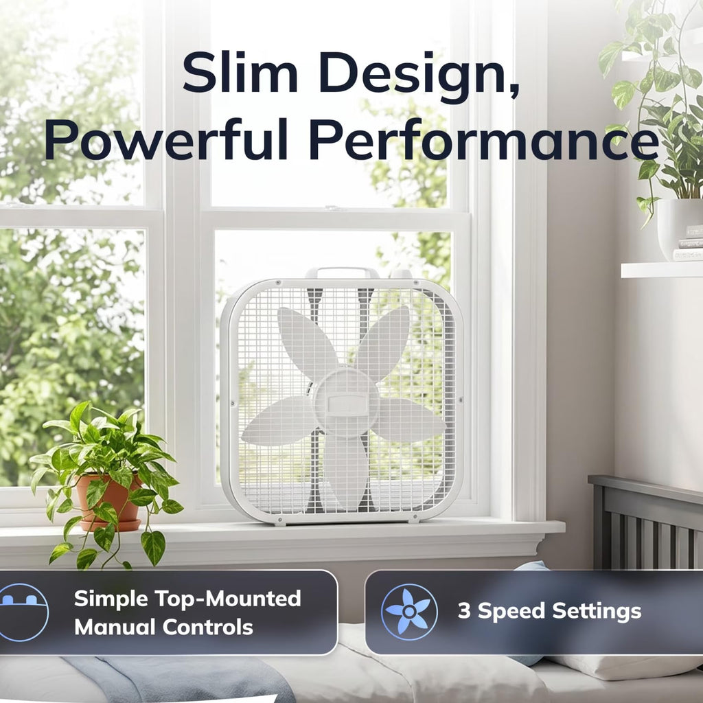 20 Inch 3-Speed Box Fan White J654588
