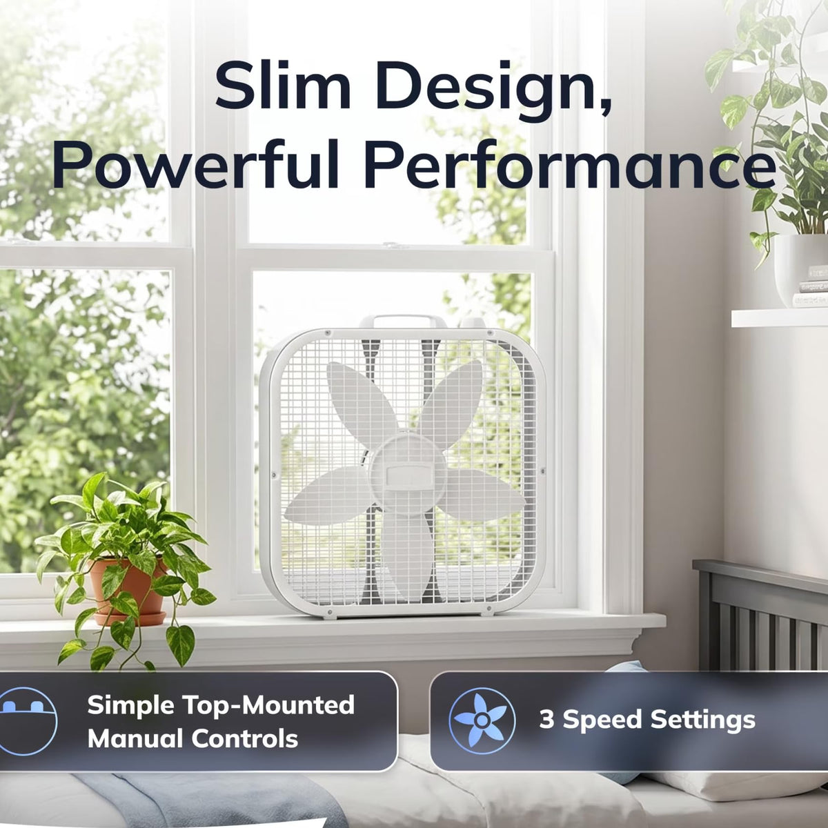 20 Inch 3-Speed Box Fan White J654588