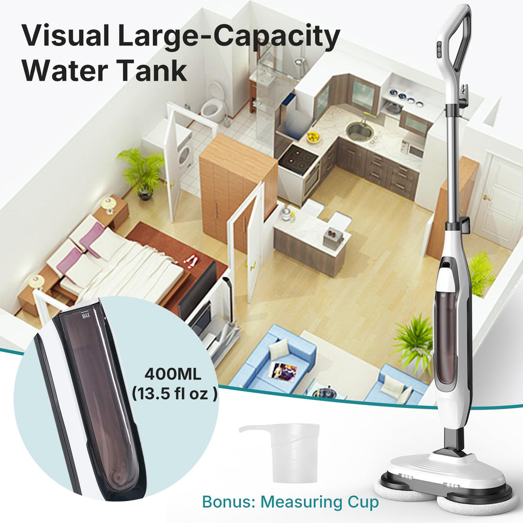 Steam Mop with Rotating Pads and 4 Cleaning Modes O662420