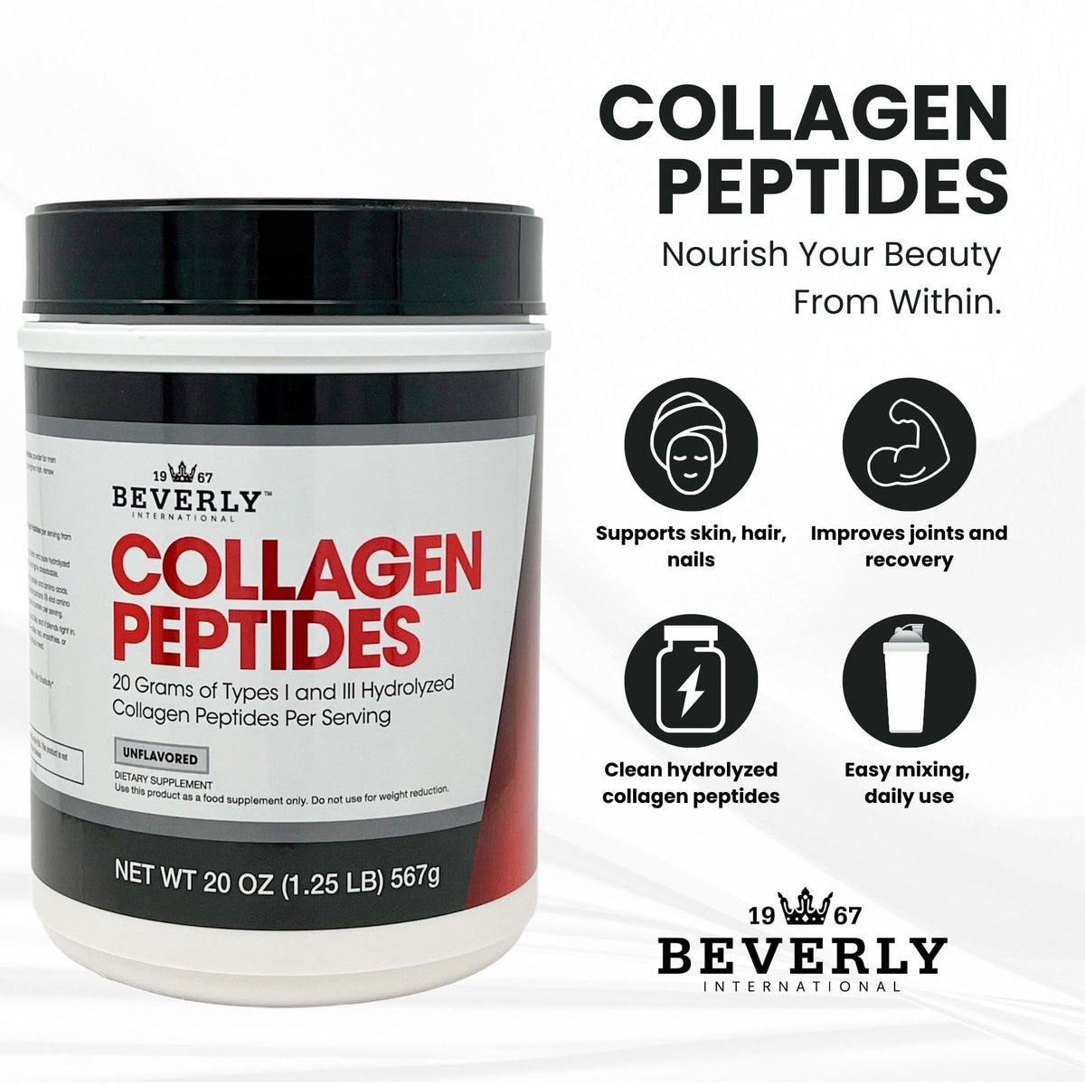 Collagen Peptides Protein Powder Unflavored 20 oz S8046