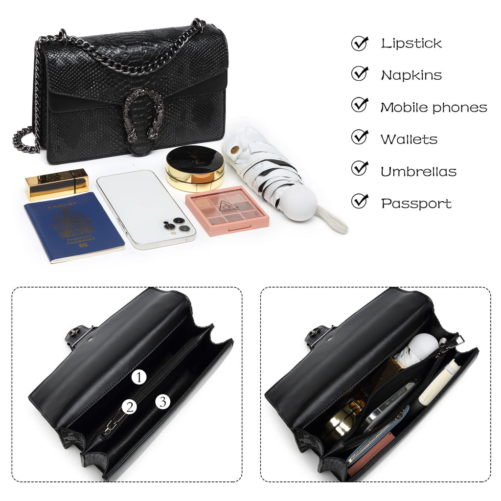 Snake Printed Leather Crossbody Bag Y126948