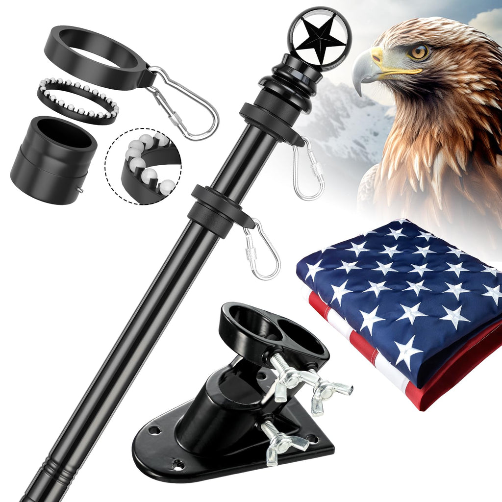 5ft Stainless Steel Flagpole with 3x5 Embroidered US Flag T9845