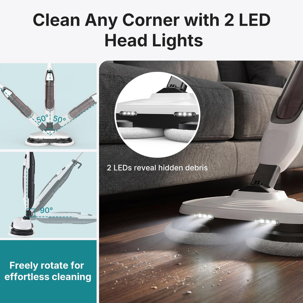 Steam Mop with Rotating Pads and 4 Cleaning Modes O662420