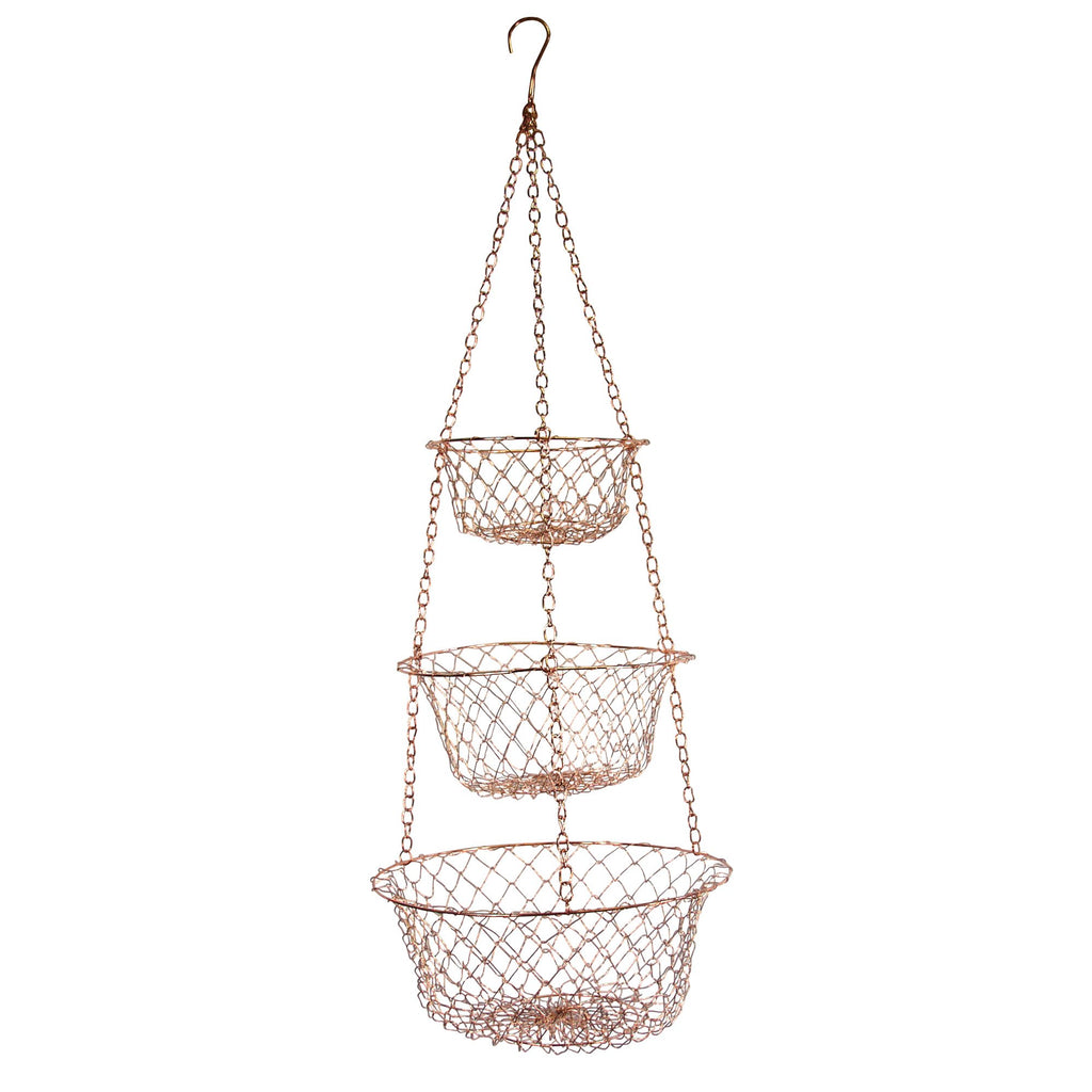 3-Tier Copper Hanging Fruit Baskets J9668