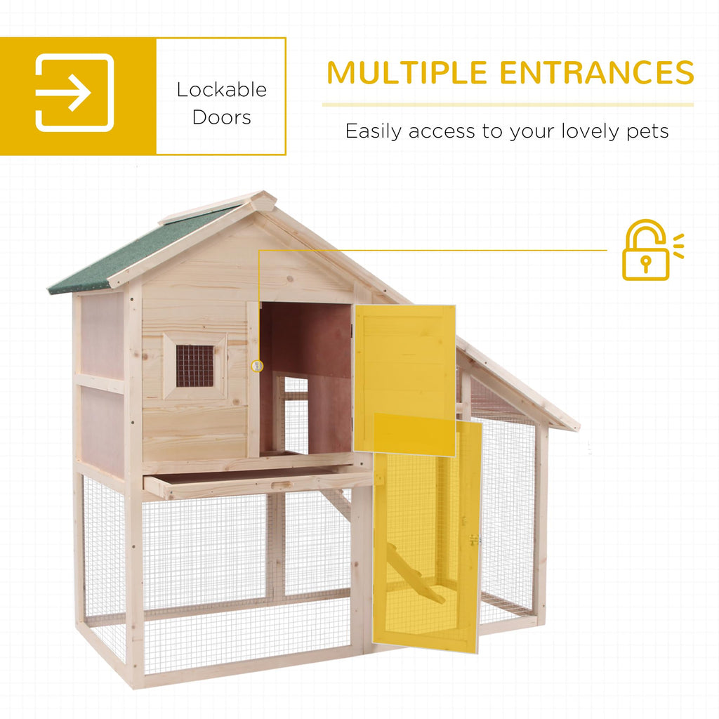 55" 2-Tier Wooden Rabbit Hutch with Ramp G47108