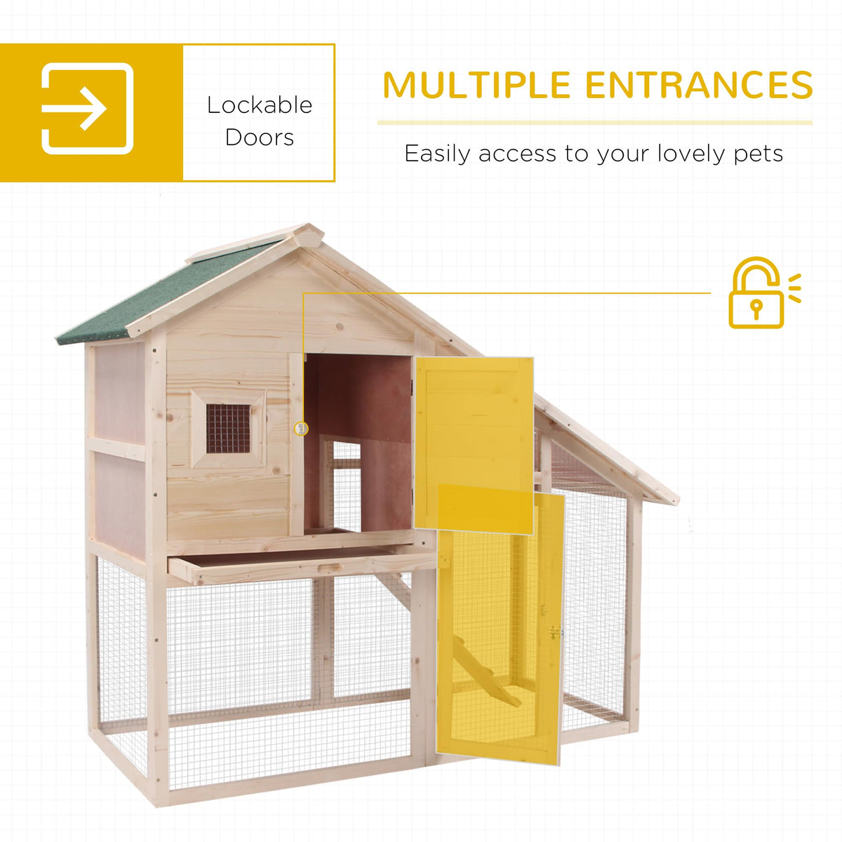 55" 2-Tier Wooden Rabbit Hutch with Ramp G47108